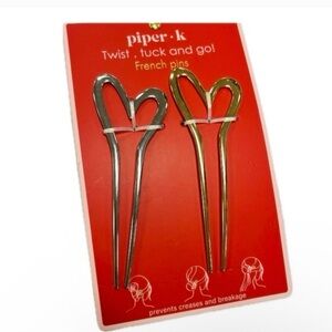 Piper K Beautiful Enamel Heart Shaped French Pins Set of 2